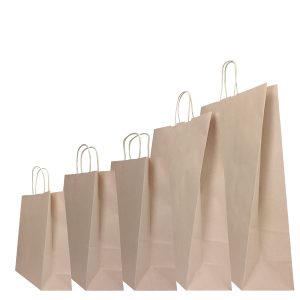 Shopper Twisted - maniglie cordino - 26 x 11 x 34,5 cm - carta kraft - sabbia - Mainetti Bags - conf. 25 pezzi - immagine 1