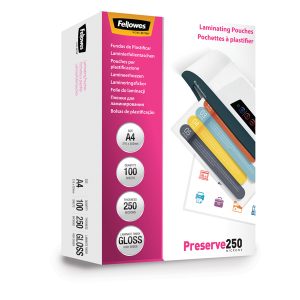 Pouches Preserve250 - A4 - 216x303 mm - 2x250 micron - Fellowes - scatola 100 pezzi - immagine 1