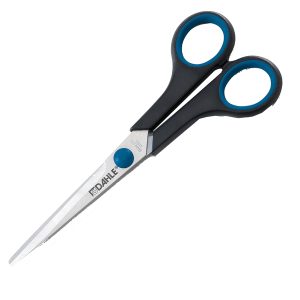 Forbici Comfort Grip -  impugnatura in gomma morbida - lama in acciaio inox - 18 cm - blu/grigio - Dahle - immagine 1