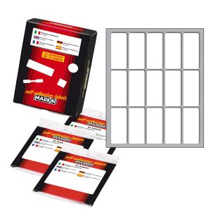 Etichette adesive - in carta - permanenti - 46 x 20 mm - 15 et/fg - 10 fogli - bianco - Markin - immagine 1