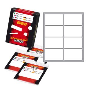 Etichette adesive - in carta - permanenti - 56 x 34 mm - 8 et/fg - 10 fogli - bianco - Markin - immagine 1