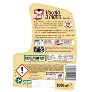 Detersivo liquido Cuore di Marsiglia - a mano e in lavatrice - 1 L - Omino Bianco - immagine 2