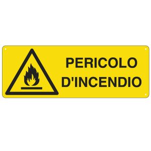 Cartello segnalatore - 35x12,5 cm - PERICOLO D'INCENDIO - alluminio - Cartelli Segnalatori - immagine 1