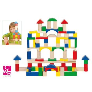 Gioco costruzioni in legno - pezzi assortiti - CWR - conf. 100 pezzi - immagine 1