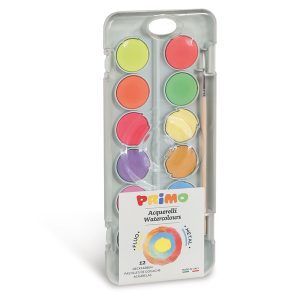 Pastiglie Acquerelli fluo e metal - Primo - astuccio 12 pezzi - immagine 1