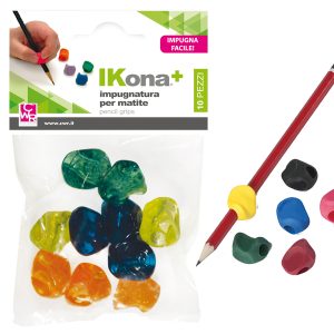 Impugnatura per matite - gomma - colori assortiti - IKona+ - conf. 10 pezzi - immagine 1