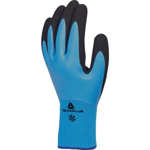 Guanti da lavoro VV736 - poliammide - palmo e dorso in lattice - taglia 09 - blu chiaro - Deltaplus - immagine 1