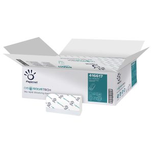 Asciugamani piegati a Z Dissolve Tech - 2 veli - 20 gr - goffratura a onda - 20,3 x 24 cm - bianco - Papernet - conf. 200 pezzi - immagine 1