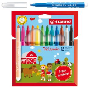 Pennarelli Trio Jumbo - punta 3,0 mm - colori assortiti - Stabilo - astuccio 12 pezzi - immagine 1