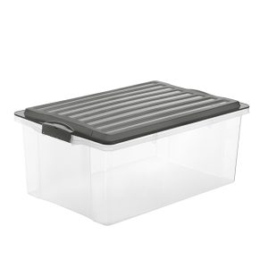 Contenitore Compact - 57x40x25 cm - A3 - 38 L - PPL - coperchio nero - trasparente - Rotho - immagine 1