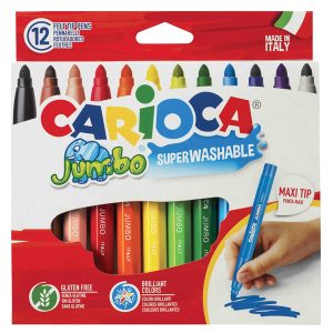 Pennarelli Jumbo - punta 6,0mm - colori assortiti - lavabili - Carioca - astuccio 12 pezzi - immagine 1