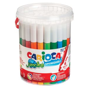 Pennarelli Jumbo - punta 6,0mm - colori assortiti - lavabili - Carioca - barattolo 50 pezzi - immagine 1