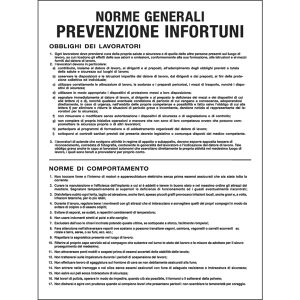 Cartello segnalatore - 50x67 cm - NORME GENERALI PREVENZIONE INFORTUNI - polionda - Cartelli Segnalatori - immagine 1