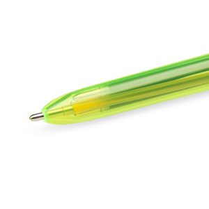 Penna a sfera a scatto multifunzione 4 Colors Fluo  - punta 1,0/1,6mm - 4 colori fluo - fusto giallo fluorescente - Bic - conf. 12 pezzi - immagine 3