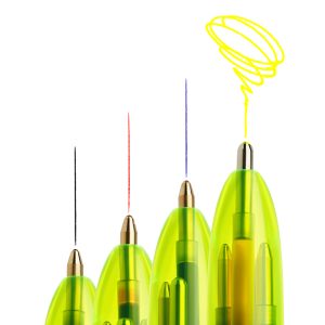 Penna a sfera a scatto multifunzione 4 Colors Fluo  - punta 1,0/1,6mm - 4 colori fluo - fusto giallo fluorescente - Bic - conf. 12 pezzi - immagine 4