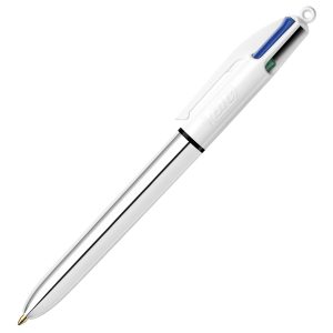 Penna sfera scatto multifunzione 4 Colors Shine - punta 1,0 mm - fusto silver - Bic - conf. 12 pezzi - immagine 1