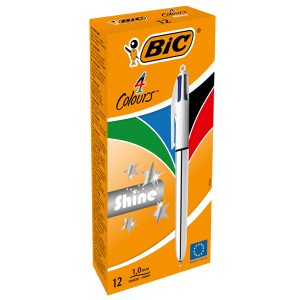 Penna sfera scatto multifunzione 4 Colors Shine - punta 1,0 mm - fusto silver - Bic - conf. 12 pezzi - immagine 2