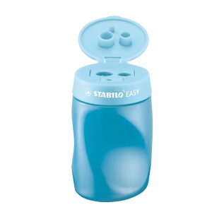Temperamatite Easy con contenitore  - 3 fori - ergonomico - blu - per mancini - Stabilo - immagine 1
