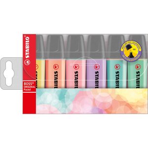 Evidenziatore Boss Original Pastel - tratto 2 - 5 mm - colori assortiti - Stabilo - astuccio 6 pezzi - immagine 1