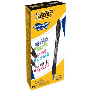 Penna sfera Gelocity Illusion - gel cancellabile - punta 0,7 mm - nero - Bic - conf. 12 pezzi - immagine 1