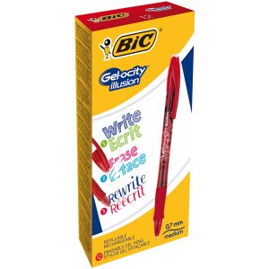 Penna sfera Gelocity Illusion - gel cancellabile - punta 0,7 mm - rosso - Bic - conf. 12 pezzi - immagine 1