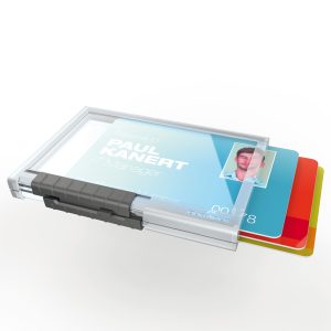 Portabadge PushBox Trio - 3 tessere inseribili - 5,4 x 8,7 cm - Durable - conf. 10 pezzi - immagine 3