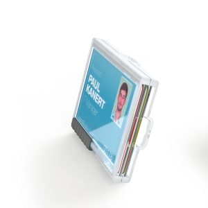 Portabadge PushBox Duo - 2 tessere inseribili - 5,4 x 8,7 cm - Durable - conf. 10 pezzi - immagine 4