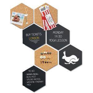Set Wall Hexagon - lavagne nere e bacheche in sughero esagonali - Securit - immagine 1