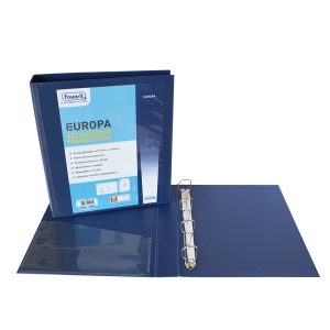Raccoglitore personalizzabile Europa - 4 anelli a D 50 mm - dorso 6 cm - 22x30 cm - blu - Favorit - immagine 1