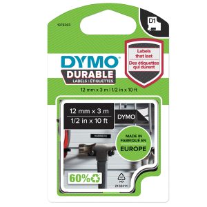 Nastro D1 Durable 1978365 - 12 mm x 3 mt - nero/bianco - Dymo - immagine 1