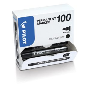 Marcatore Permanente Markers 100 - punta tonda 4,5 mm - nero - Pilot - conf. 15 + 5 pezzi - immagine 1