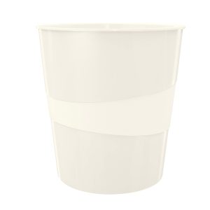 Cestino gettacarte WOW - altezza 32,4 cm - diametro 29 cm - 15 L - bianco metallizzato - Leitz - immagine 1
