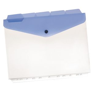 Buste a foratura universale con bottone e separatori - 21x29,7 cm - trasparente - Beautone - conf. 5 pezzi - immagine 1