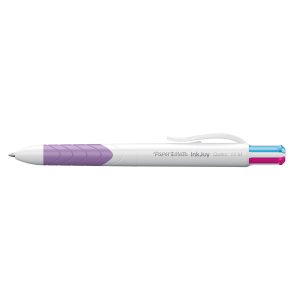 Penna a sfera a scatto multifunzione Inkjoy Quatro Fun - rosa, verde chiaro, viola, turchese - punta 1,0mm - Papermate - immagine 1