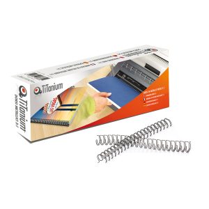 Dorsi spirale - metallo - 34 anelli passo 3:1 - 11 mm - bianco - Titanium - scatola 50 pezzi - immagine 1