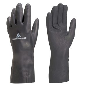 Guanti per protezione chimica VE509 - neoprene floccato cotone - taglia 08/09 - nero - Deltaplus - immagine 1