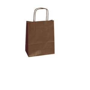 Shopper Twisted - maniglie cordino - 18  x 8 x 24 cm - carta kraft - marrone - Mainetti Bags - conf. 25 pezzi - immagine 1