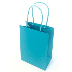 Shopper Twisted - maniglie cordino - 18  x 8 x 24 cm - carta kraft - turchese - Mainetti Bags - conf. 25 pezzi - immagine 1