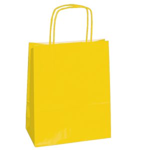 Shopper Twisted - maniglie cordino - 14 x 9 x 20 cm - carta kraft - giallo - Mainetti Bags - conf. 25 pezzi - immagine 1
