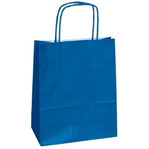 Shopper Twisted - maniglie cordino - 14 x 9 x 20 cm - carta kraft - blu - Mainetti Bags - conf. 25 pezzi - immagine 1
