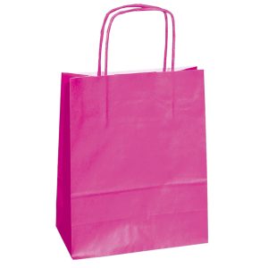 Shopper Twisted - maniglie cordino - 14 x 9 x 20 cm - carta kraft - magenta - Mainetti Bags - conf. 25 pezzi - immagine 1