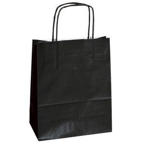 Shopper Twisted - maniglie cordino - 14 x 9 x 20 cm - carta kraft - nero - Mainetti Bags - conf. 25 pezzi - immagine 1