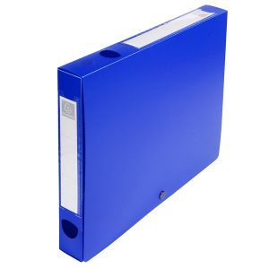 Scatola per archivio box - con bottone - 25x33 cm - dorso 4 cm - blu - Exacompta - immagine 1