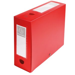 Scatola per archivio box - con bottone - 25x33 cm - dorso 10 cm - rosso - Exacompta - immagine 1