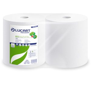 Bobina asciugatutto Eco Pulitutto - microgoffrata - 2 veli - diametro 24 cm - 25 cm x 200 m - 18,5 gr - carta riciclata - bianco - Lucart - immagine 1