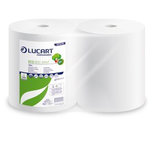 Bobina asciugatutto Eco 800 Joint - 2 veli - 18,5 gr - diametro 26 cm - 25 cm x 296 mt - microgoffrata - bianco - Lucart - immagine 1