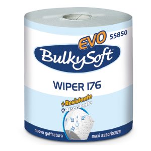 Bobina asciugatutto Classic - 2 veli - 26 cm x 176 mt - diametro 26 cm - 18 gr - microgoffrata - bianco - BulkySoft - immagine 1