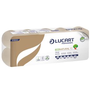 Carta igienica EcoNatural - 9,5 cm x 19,8 mt - 15 gr - diametro 10 cm - 180 strappi - Lucart - pacco 10 rotoli - immagine 1