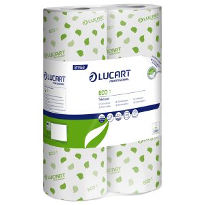 Carta igienica Eco - 2 veli - 16,5 gr - diametro 10,2 cm - 9,8 cm x 22 mt - 200 strappi - Lucart - pacco 6 rotoli fascettati singolarmente - immagine 1