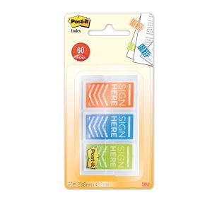 Segnapagina Post it® Index Medium SIGN HERE - 682-SH-OBLEU - 23,8 x 43,2 mm - Post it® - conf. 60 pezzi - immagine 1